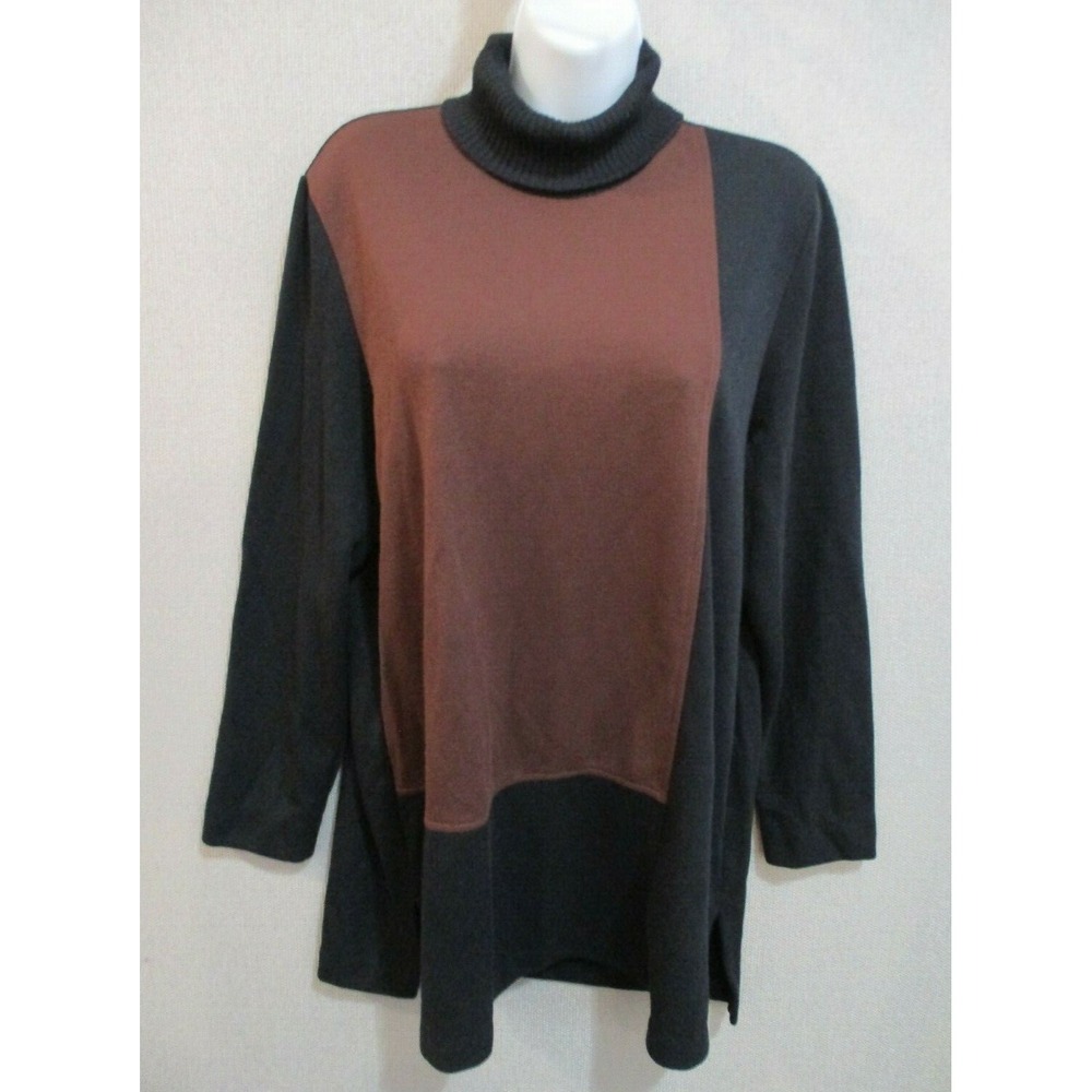 Weekenders 172 Turtle Neck Tunic Sweater Size Large Color Block